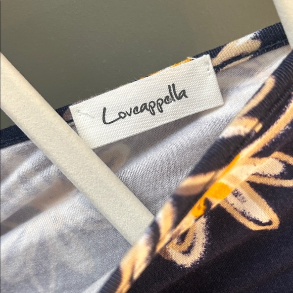 Loveappella Navy and Yellow Floral Midi Dress Stitch Fix size Medium - Picture 3 of 5